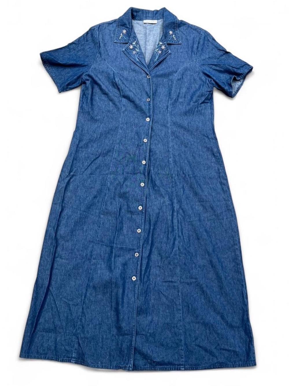 D’Allaird Vintage size 12 Classic Denim embroidered cottagecore Buttoned Dress